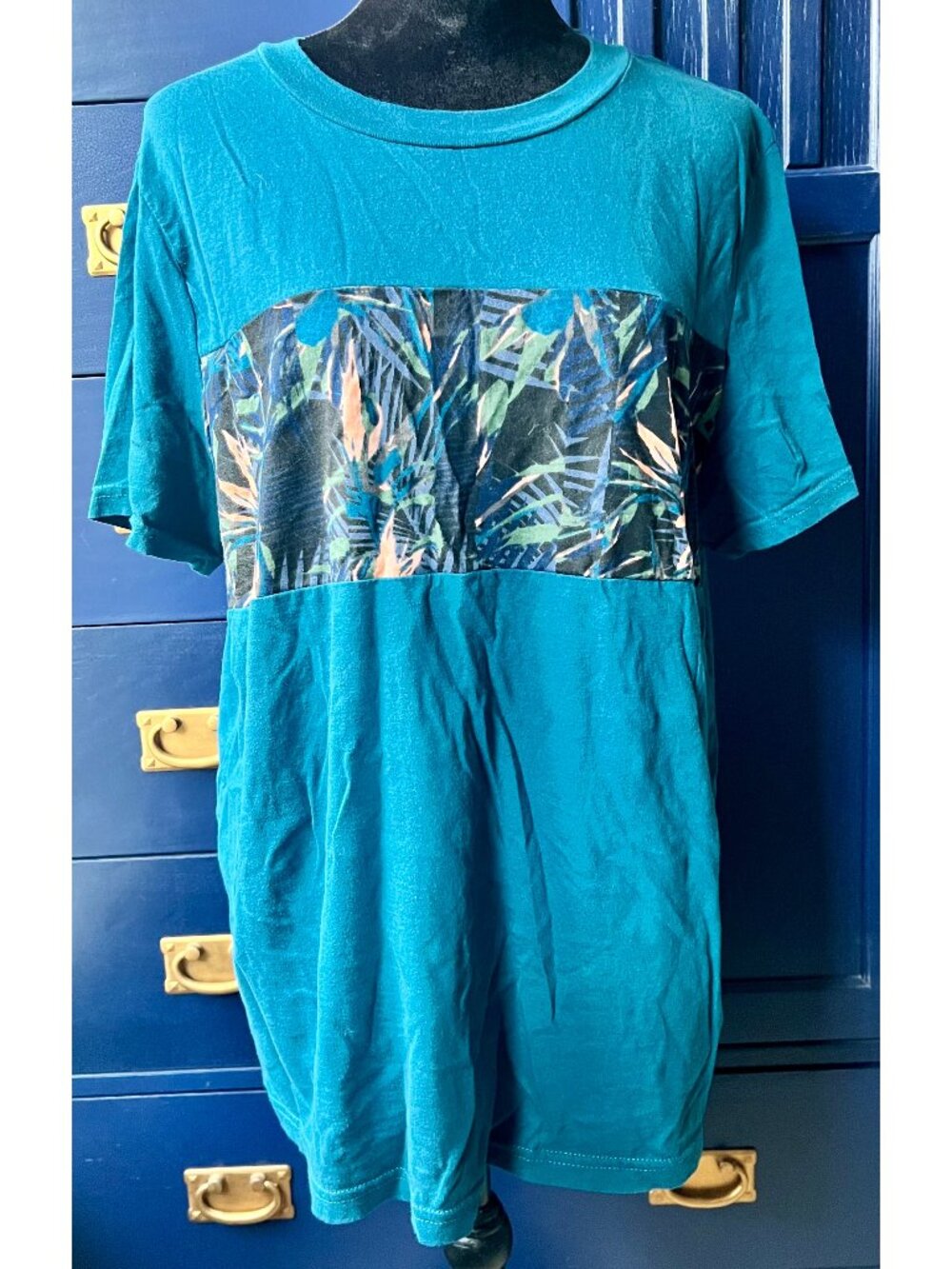 Mens Arizona Jean Co Tropical Dark Teal Short Sleeve Shirt Large